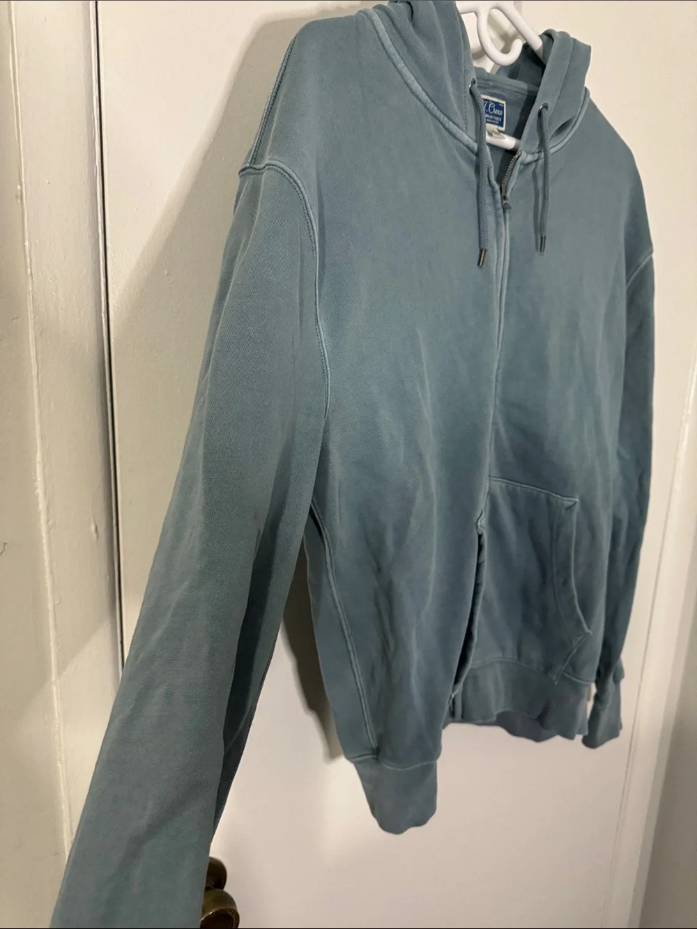 J. Crew Men’s Medium Vintage Fleece Light Blue Full Zip Hoodie